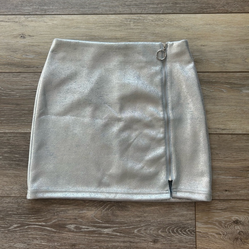 Shiny Silver Mini Skirt (S)